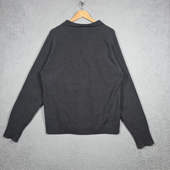 Banana Republic Rugby Sweater Men Size Large Charcoal Wool Blend Regular Fit VTG - Picture 2 of 9